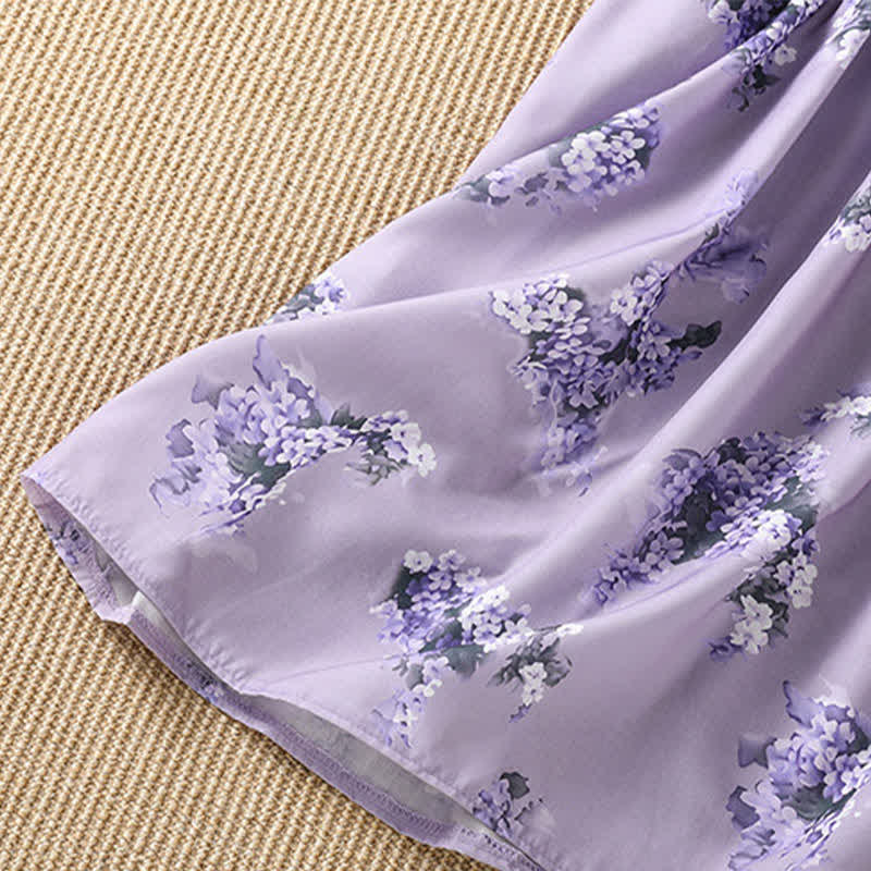 Buddha Stones Summer Casual Elegant Drawstring Floral Women's Short Sleeve Dresses With Pocket - image 10