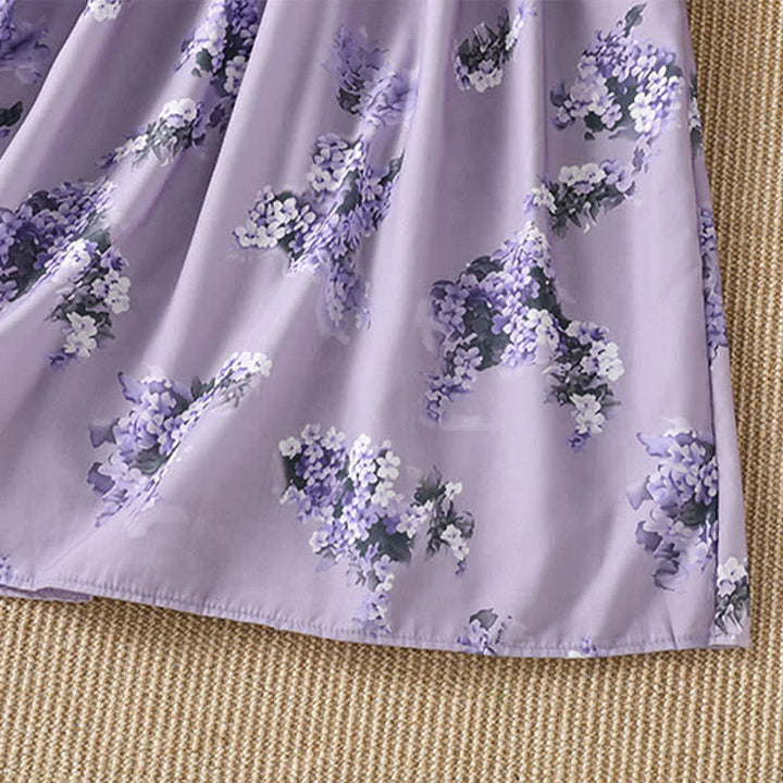 Buddha Stones Summer Casual Elegant Drawstring Floral Women's Short Sleeve Dresses With Pocket - image 11