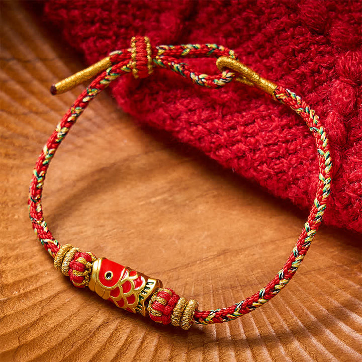 Buddha Stones Koi Fish Luck Hand-Woven String Bracelet - Red With Koi Fish Accessory - image 10