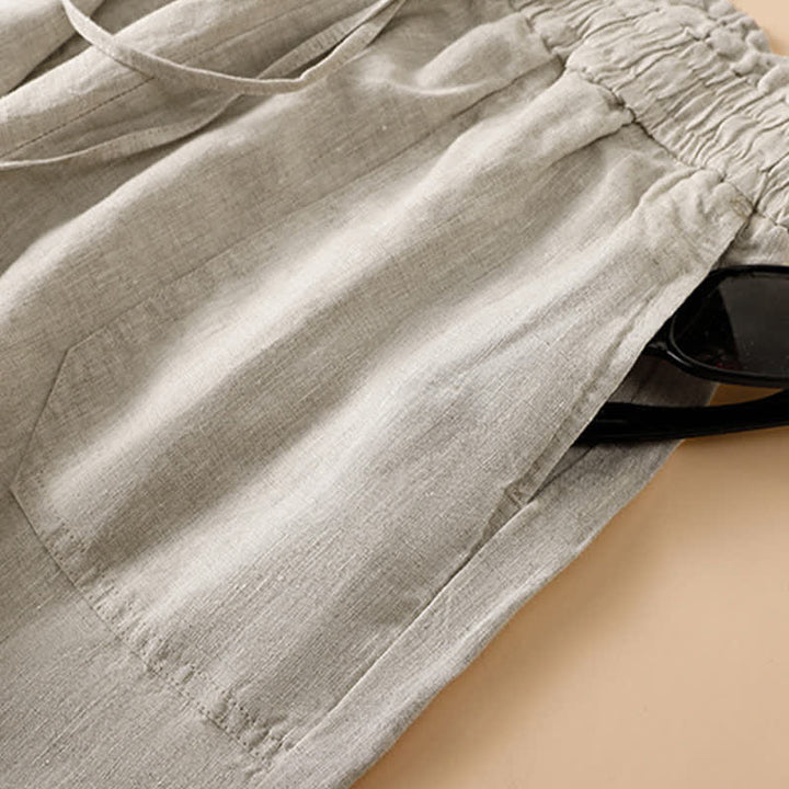 Buddha Stones Summer Casual Minimalist Drawstring Solid Ankle Pants Women's Straight Leg Pants With Pocket - image 4