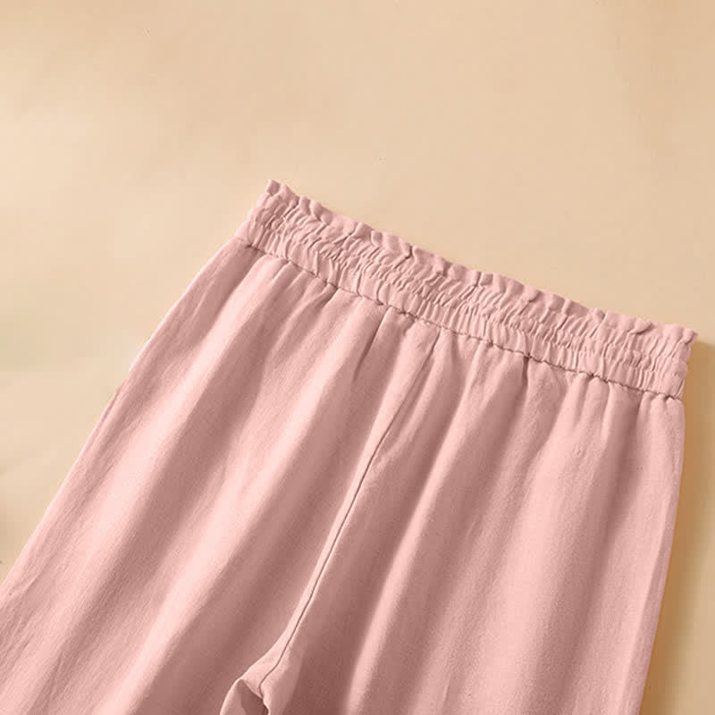 Buddha Stones Summer Casual Minimalist Drawstring Solid Ankle Pants Women's Straight Leg Pants With Pocket - image 10