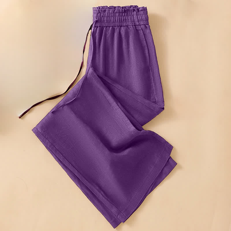 Buddha Stones Summer Casual Minimalist Drawstring Solid Ankle Pants Women's Straight Leg Pants With Pocket - image 23