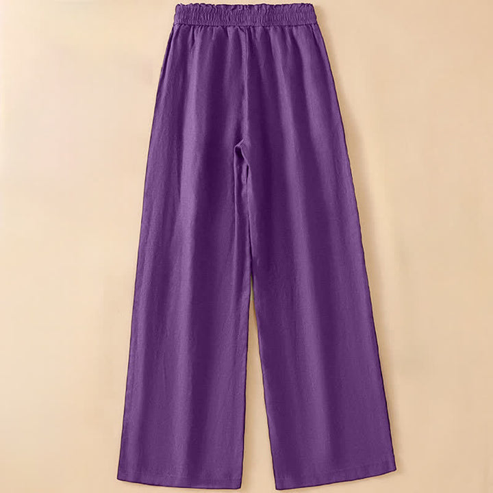 Buddha Stones Summer Casual Minimalist Drawstring Solid Ankle Pants Women's Straight Leg Pants With Pocket - image 22