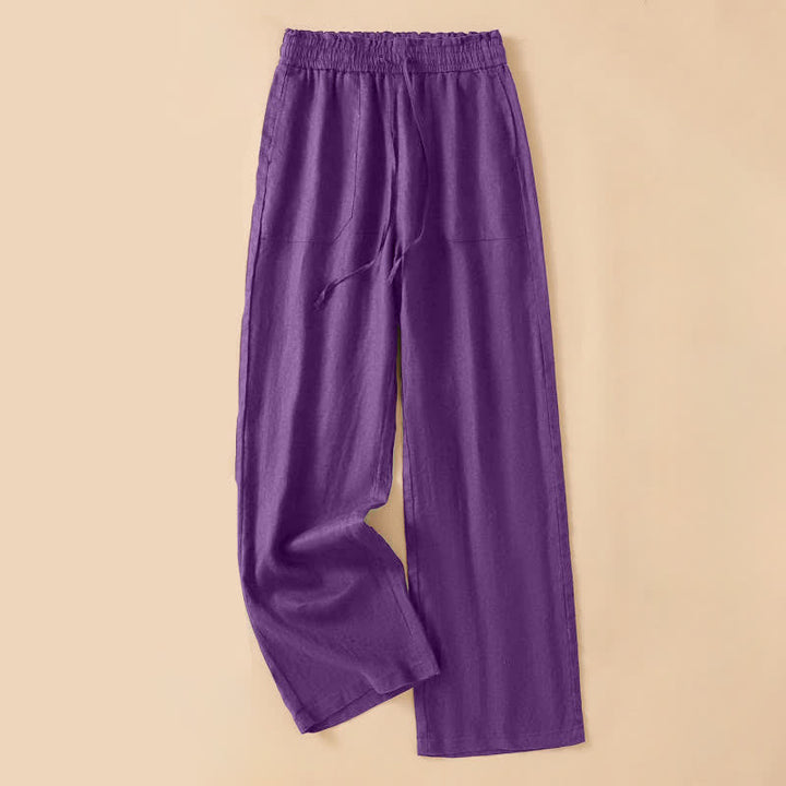 Buddha Stones Summer Casual Minimalist Drawstring Solid Ankle Pants Women's Straight Leg Pants With Pocket - Purple - US8-10, UK/AU12-14, EU40-42 (2XL) - image 21