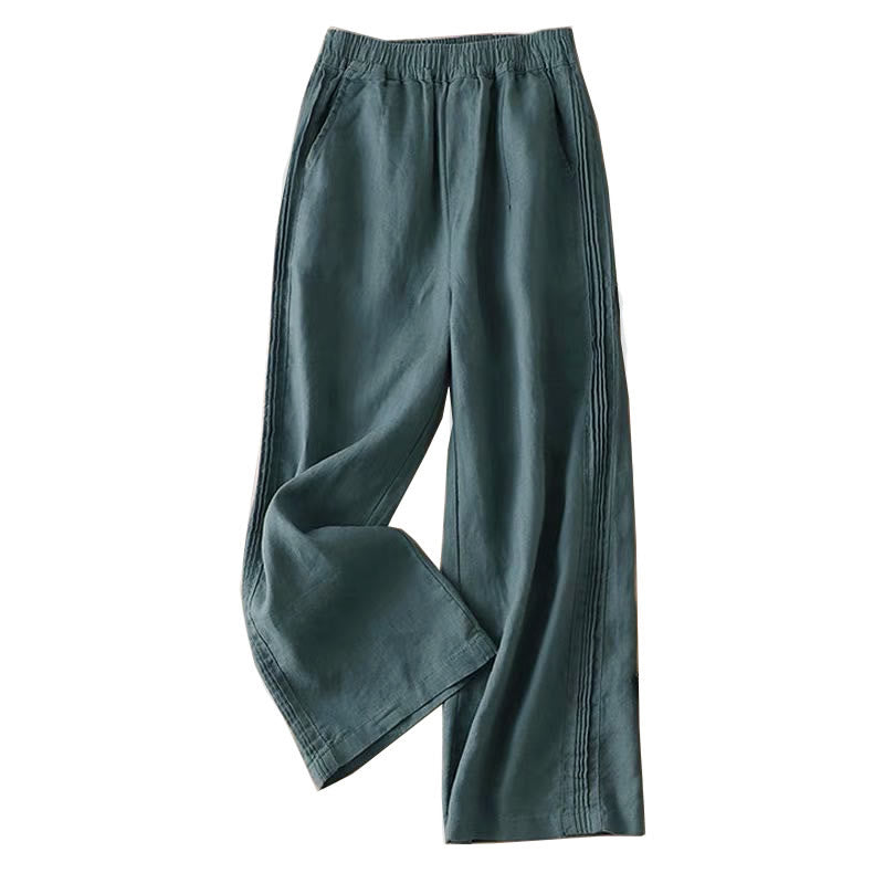 Buddha Stones Casual Plain Color Side Pleats Rayon Women's Wide Leg Pants With Pockets - image 11