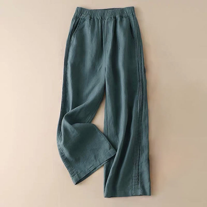 Buddha Stones Casual Plain Color Side Pleats Rayon Women's Wide Leg Pants With Pockets - Teal - US14，UK/AU18，EU46 (3XL) - image 6