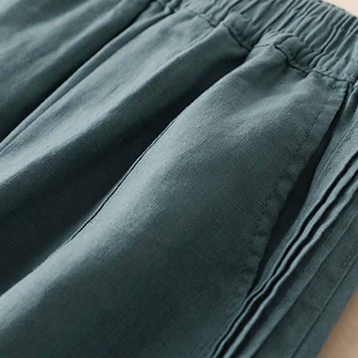 Buddha Stones Casual Plain Color Side Pleats Rayon Women's Wide Leg Pants With Pockets - image 8