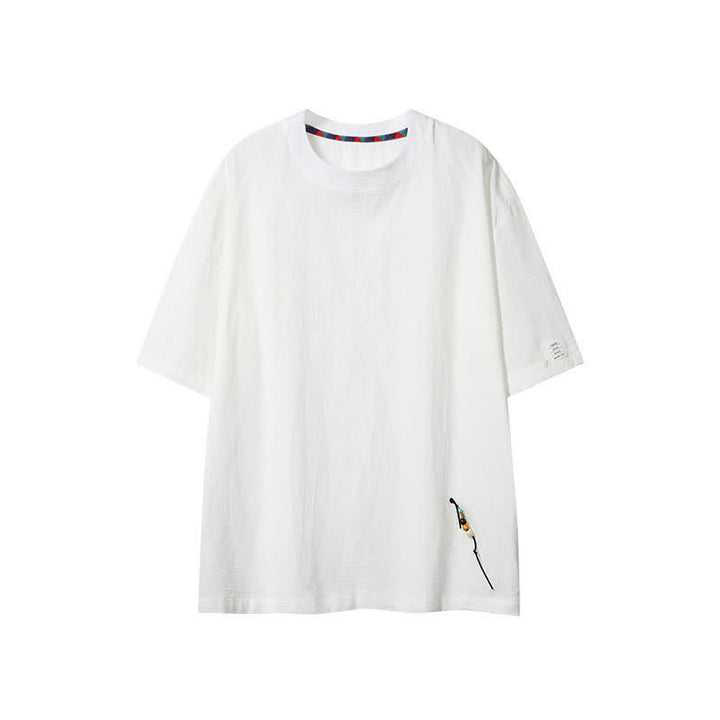 Buddha Stones Summer Casual Boho Drawstring Solid Men's Short Sleeve T-Shirts - White - US/UK/AU46, EU56 (5XL) - image 14
