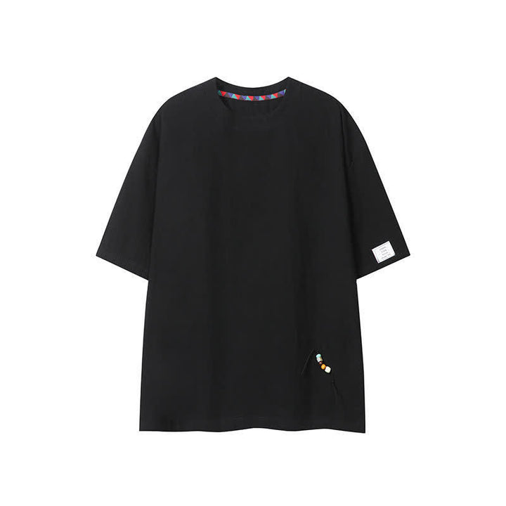 Buddha Stones Summer Casual Boho Drawstring Solid Men's Short Sleeve T-Shirts - Black - US/UK/AU46, EU56 (5XL) - image 12