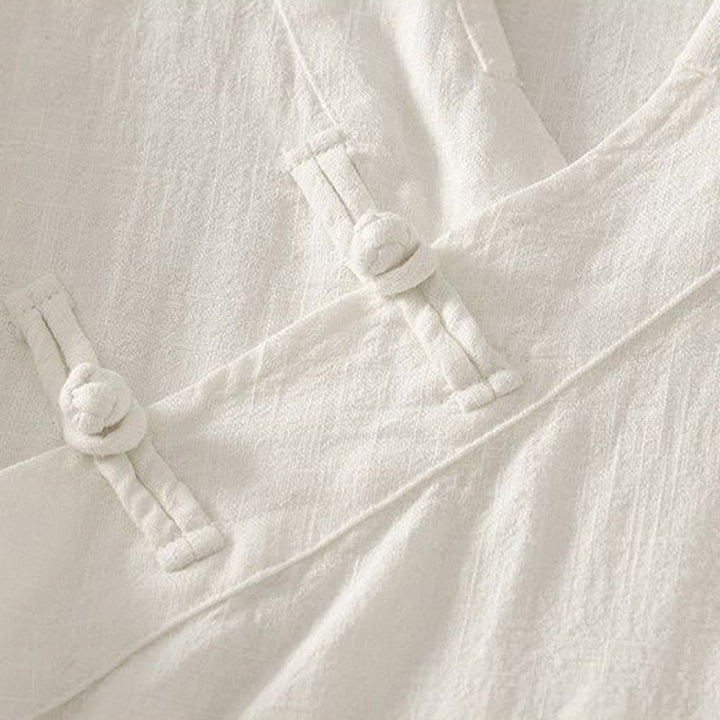 Buddha Stones Spring Summer Tang Style Minimalist V-Neck Frog Button Solid Women's Long Sleeve Shirts - image 13