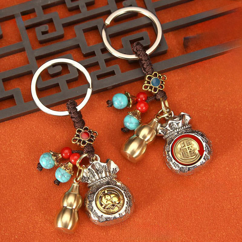 Buddha Stones Chinese Zodiac Rotating Fortune Bag Braided Keychains - image 9