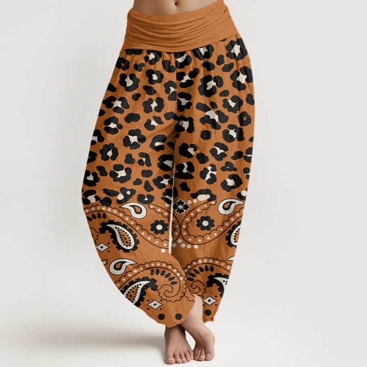 Buddha Stones Cotton Olive Leopard Paisley Pattern Women's Elastic Waist Harem Pants - Peru - US16，UK/AU20，EU48 (3XL) - image 8