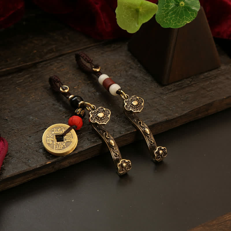 Buddha Stones Copper Pi Xiu Chinese Coin Ruyi Lotus Wealth Keychains - image 21