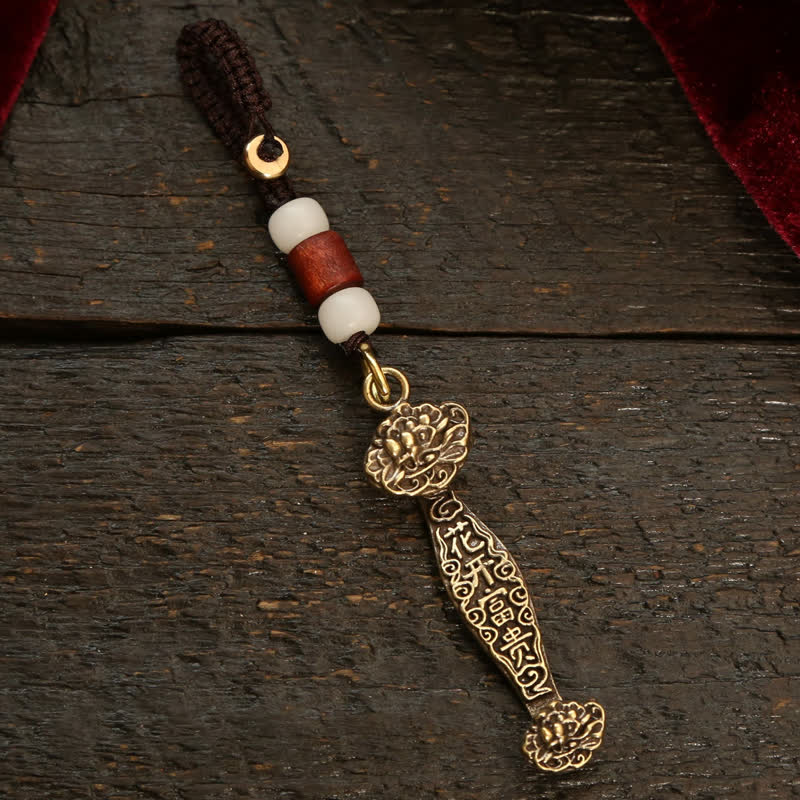 Buddha Stones Copper Pi Xiu Chinese Coin Ruyi Lotus Wealth Keychains - White Bead Lotus - image 26