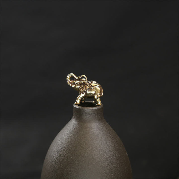 Buddha Stones Brass Elephant Five Emperor Coins Gourd Pi Xiu Wisdom Keychains - image 15