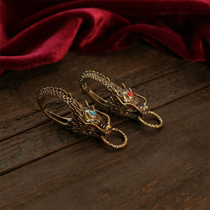 Buddha Stones Brass Dragon Strength Lock Keychains - image 3