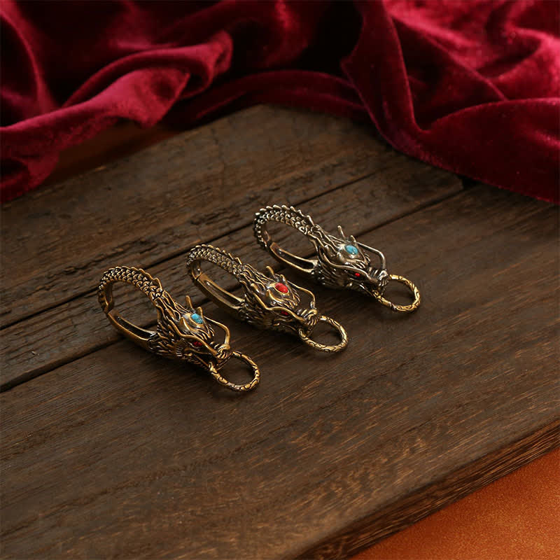 Buddha Stones Brass Dragon Strength Lock Keychains - image 12