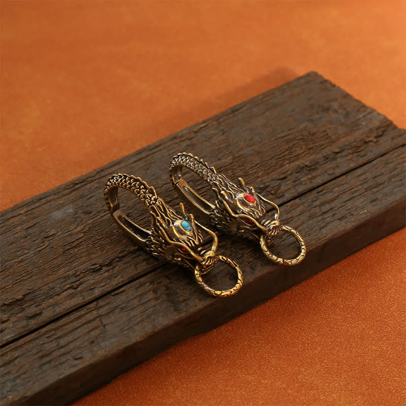 Buddha Stones Brass Dragon Strength Lock Keychains - image 4