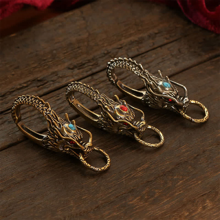 Buddha Stones Brass Dragon Strength Lock Keychains - image 11