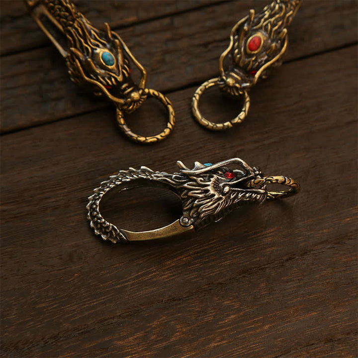 Buddha Stones Brass Dragon Strength Lock Keychains - image 13