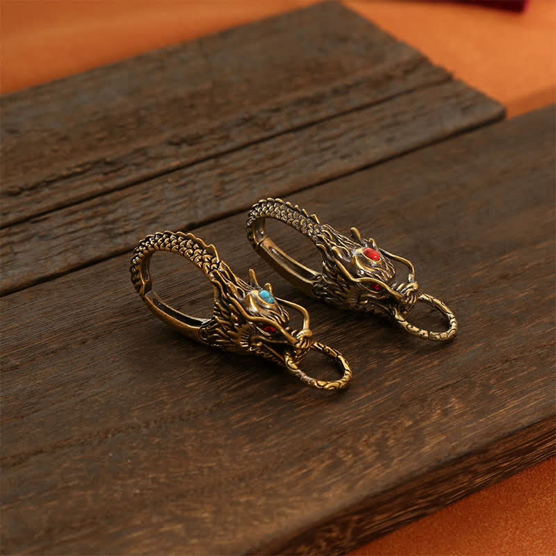 Buddha Stones Brass Dragon Strength Lock Keychains - image 7