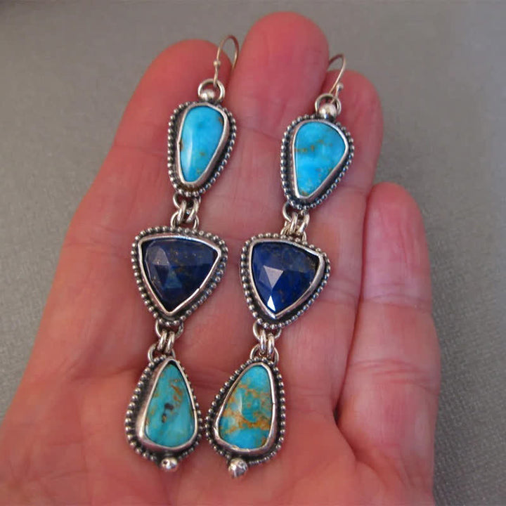 Buddha Stones Turquoise Geometric Bohemian Protection Drop Earrings - image 6