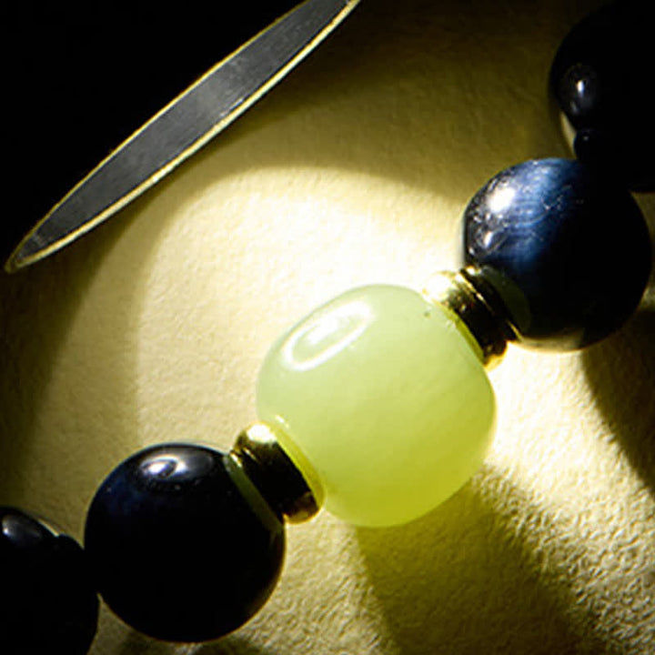 Buddha Stones Blue Tiger Eye Hetian Jade Round Beads Intuition Bracelet - image 15