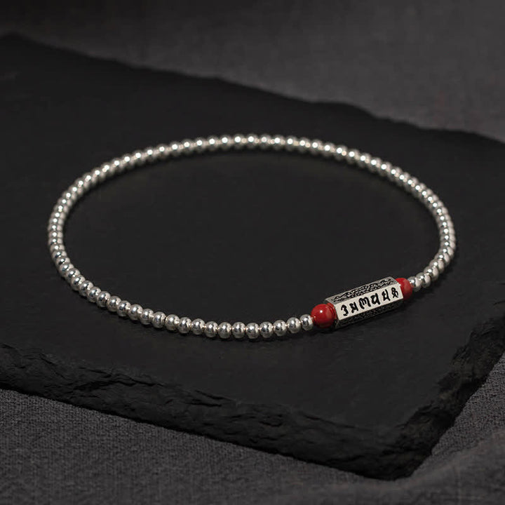 Buddha Stones Cinnabar Om Mani Padme Hum Wisdom Anklet Bracelet - image 1