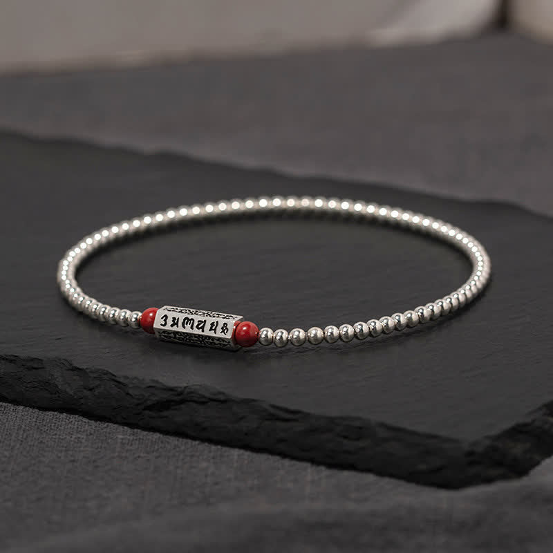 Buddha Stones Cinnabar Om Mani Padme Hum Wisdom Anklet Bracelet - 7.1–7.5 in (18–19 cm) - image 0