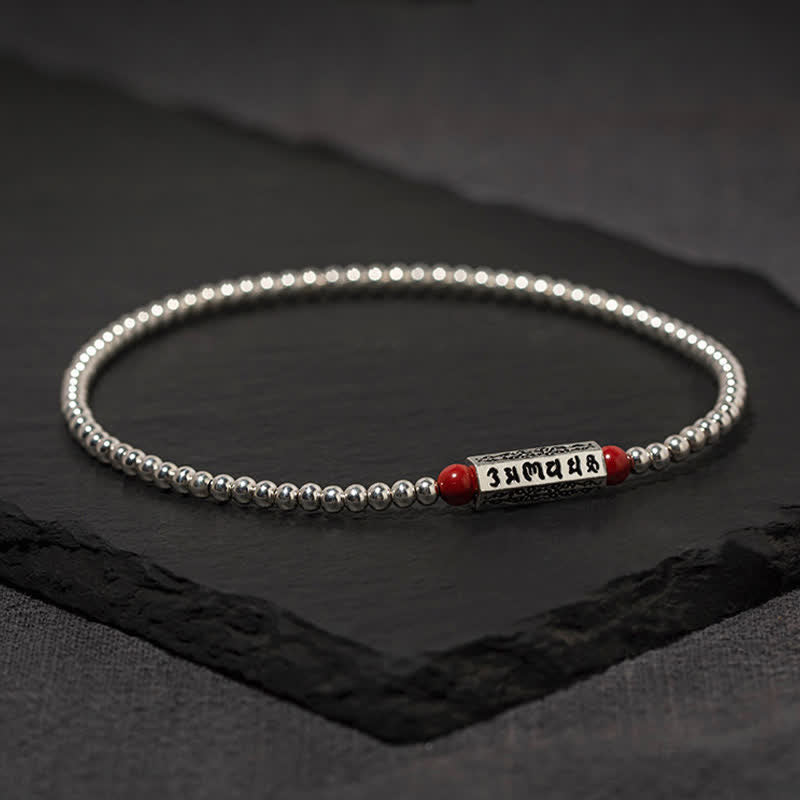 Buddha Stones Cinnabar Om Mani Padme Hum Wisdom Anklet Bracelet - image 2