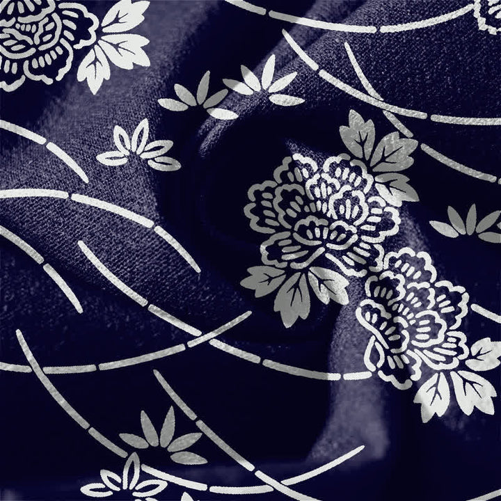 Buddha Stones Pure Cotton White Floral Vine Pattern Drawstring Men's Tapered Pants With Pockets - image 6