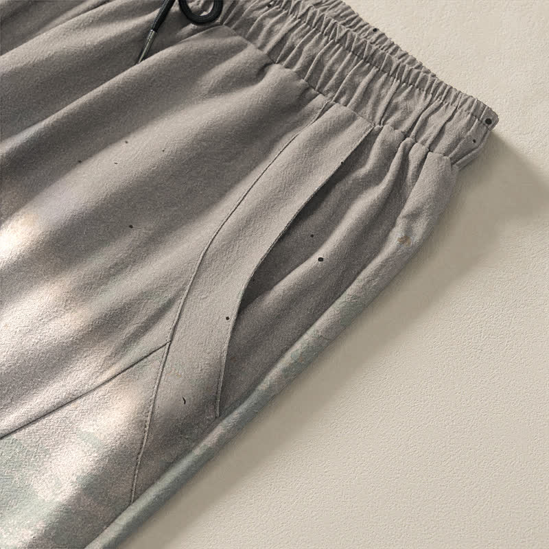 Buddha Stones Pure Cotton Ink Bamboo Pattern Drawstring Men's Tapered Pants With Pockets - image 4