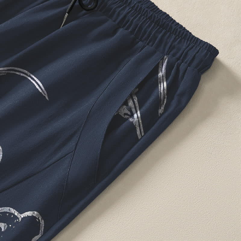 Buddha Stones Pure Cotton Dragon Cloud Pattern Drawstring Men's Tapered Pants With Pockets - image 4