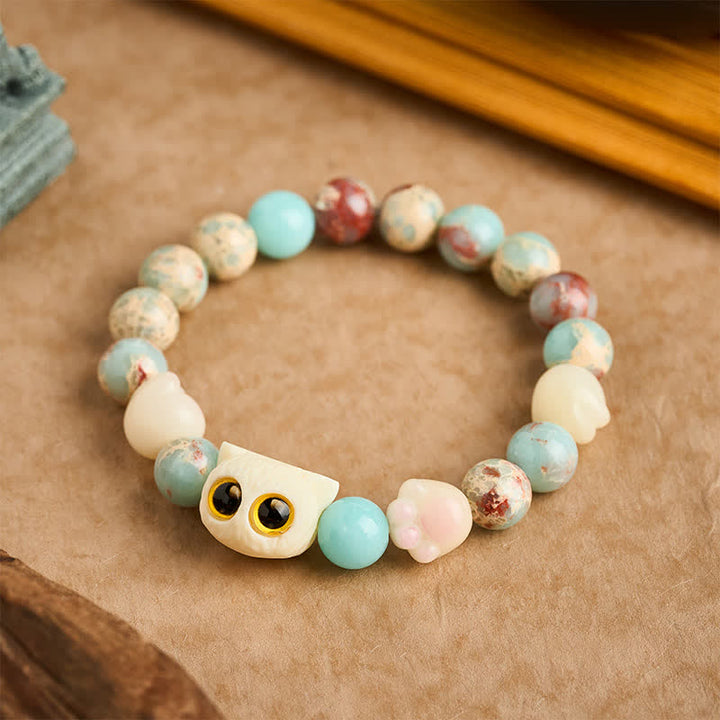 Buddha Stones Shoushan Stone Hand-Carved Cat Purity Relief Bead Bracelet - image 12