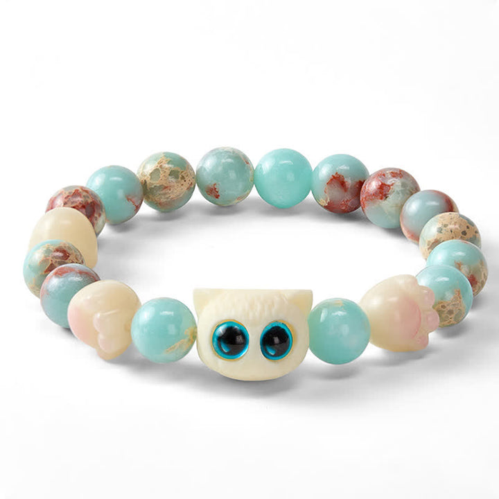Buddha Stones Shoushan Stone Hand-Carved Cat Purity Relief Bead Bracelet - image 3