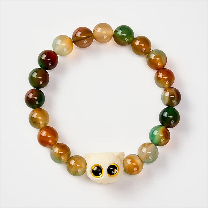 Buddha Stones Peacock Agate Ivory Fruit Cat Courage Bracelet - image 2