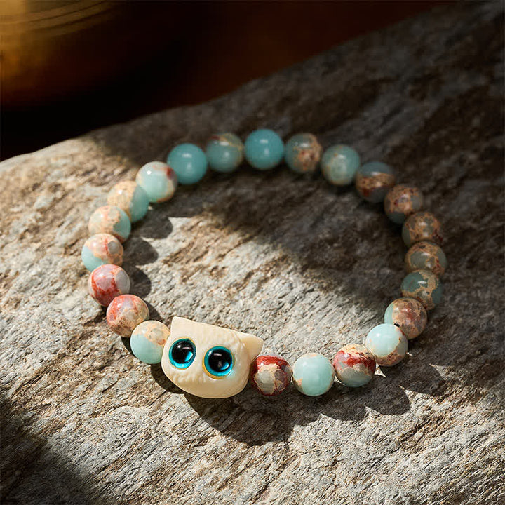 Buddha Stones Shoushan Stone Ivory Fruit Cat Prosperity Bracelet - image 3