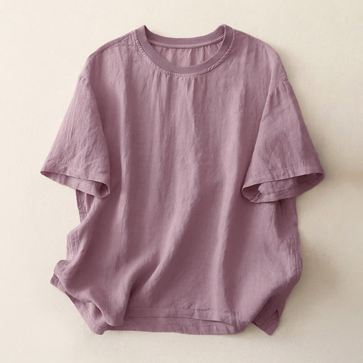 Buddha Stones Plain Threaded Crew Neck Design Women's Polyester Short Sleeves Shirt - Thistle - US14，UK/AU18，EU46 (2XL) - image 20
