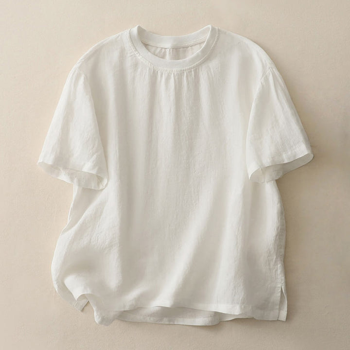 Buddha Stones Plain Threaded Crew Neck Design Women's Short Sleeves Shirt - Snow - US14，UK/AU18，EU46 (2XL) - image 4
