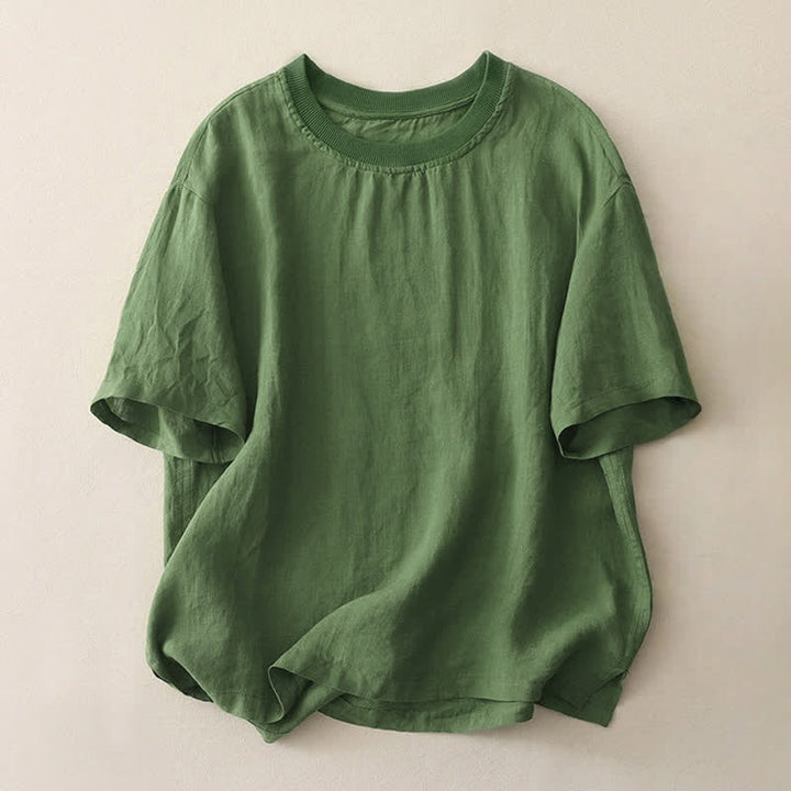 Buddha Stones Plain Threaded Crew Neck Design Women's Short Sleeves Shirt - ForestGreen - US14，UK/AU18，EU46 (2XL) - image 16