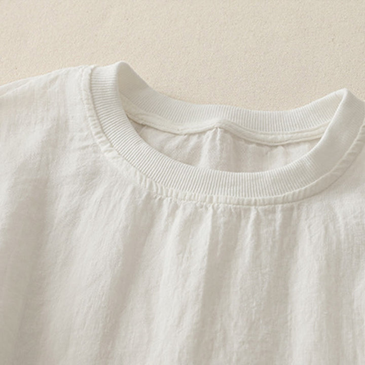 Buddha Stones Plain Threaded Crew Neck Design Women's Polyester Short Sleeves Shirt - image 5