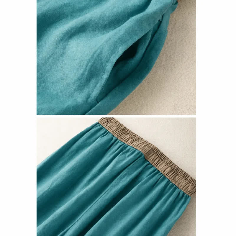 Buddha Stones Plain Cotton Drawstring Women's Harem Pants With Pockets - image 12