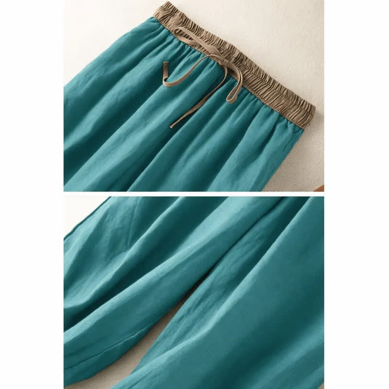 Buddha Stones Plain Cotton Drawstring Women's Harem Pants With Pockets - image 10