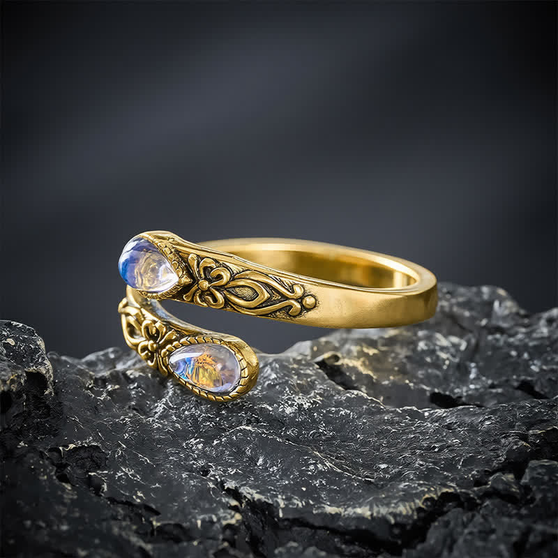 Buddha Stones Copper Liuli Butterfly Freedom Open Ring - image 9