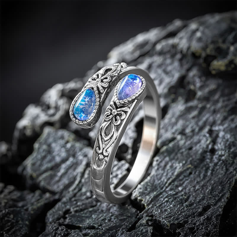Buddha Stones Copper Liuli Butterfly Freedom Open Ring - image 2