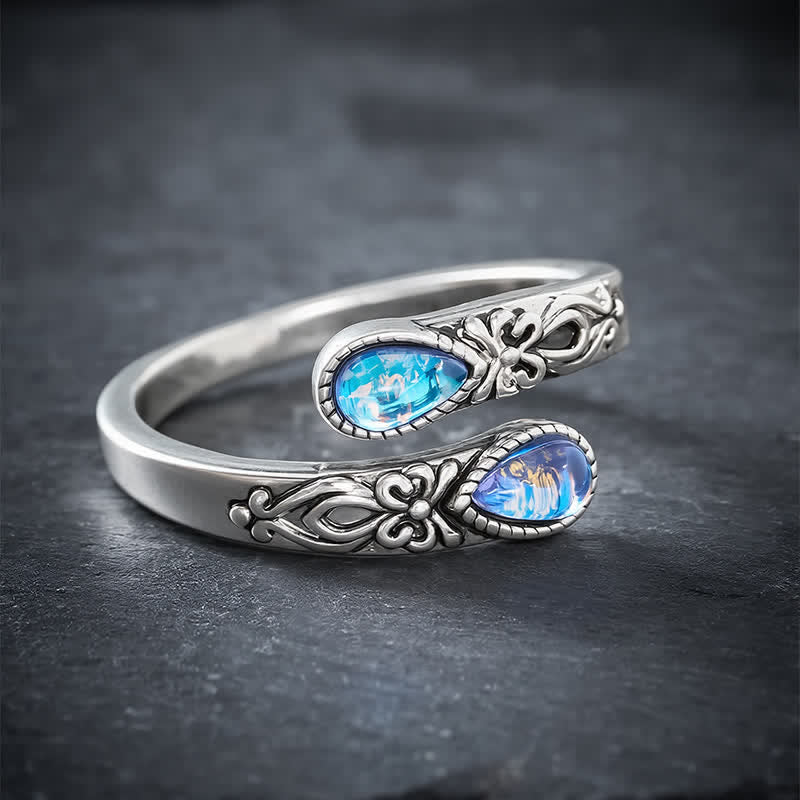 Buddha Stones Copper Liuli Butterfly Freedom Open Ring - image 3
