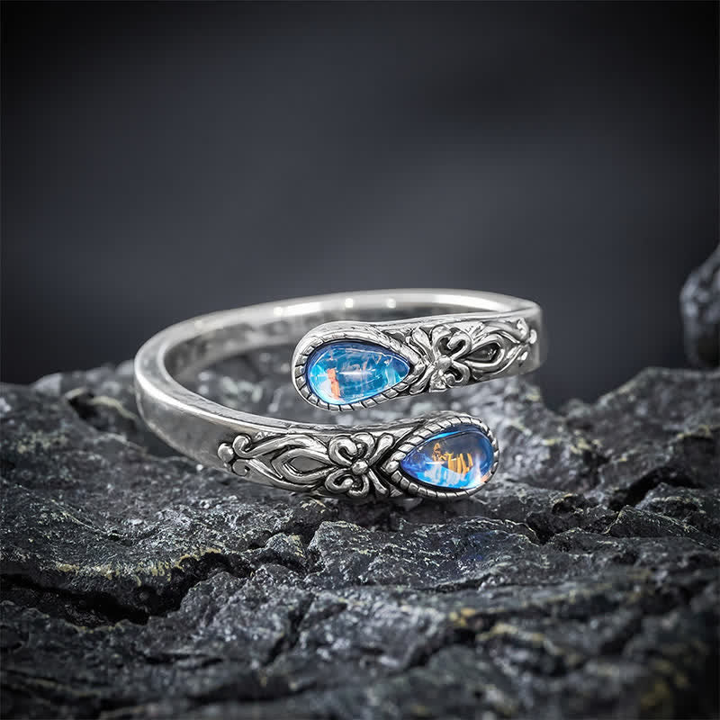 Buddha Stones Copper Liuli Butterfly Freedom Open Ring - image 1