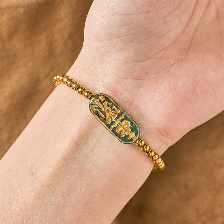 Buddha Stones Titanium Steel Liuli Om Mani Padme Hum Stimulation Bracelet - image 3