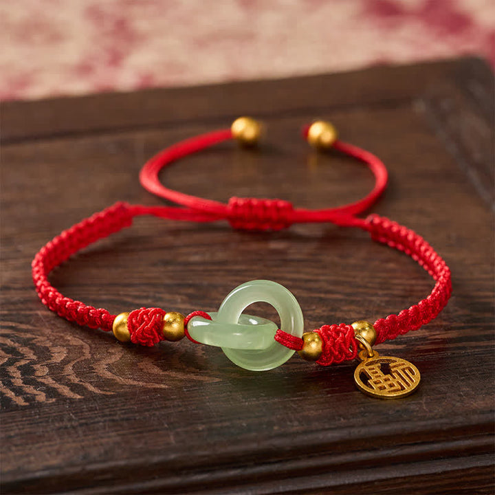 Buddha Stones Copper Liuli Fu Character Luck Red String Bracelet - image 3
