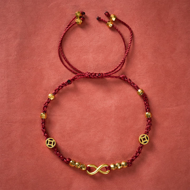 Buddha Stones Braided Red String Chinese Coin Infinity Symbol Faith Bracelet - image 1